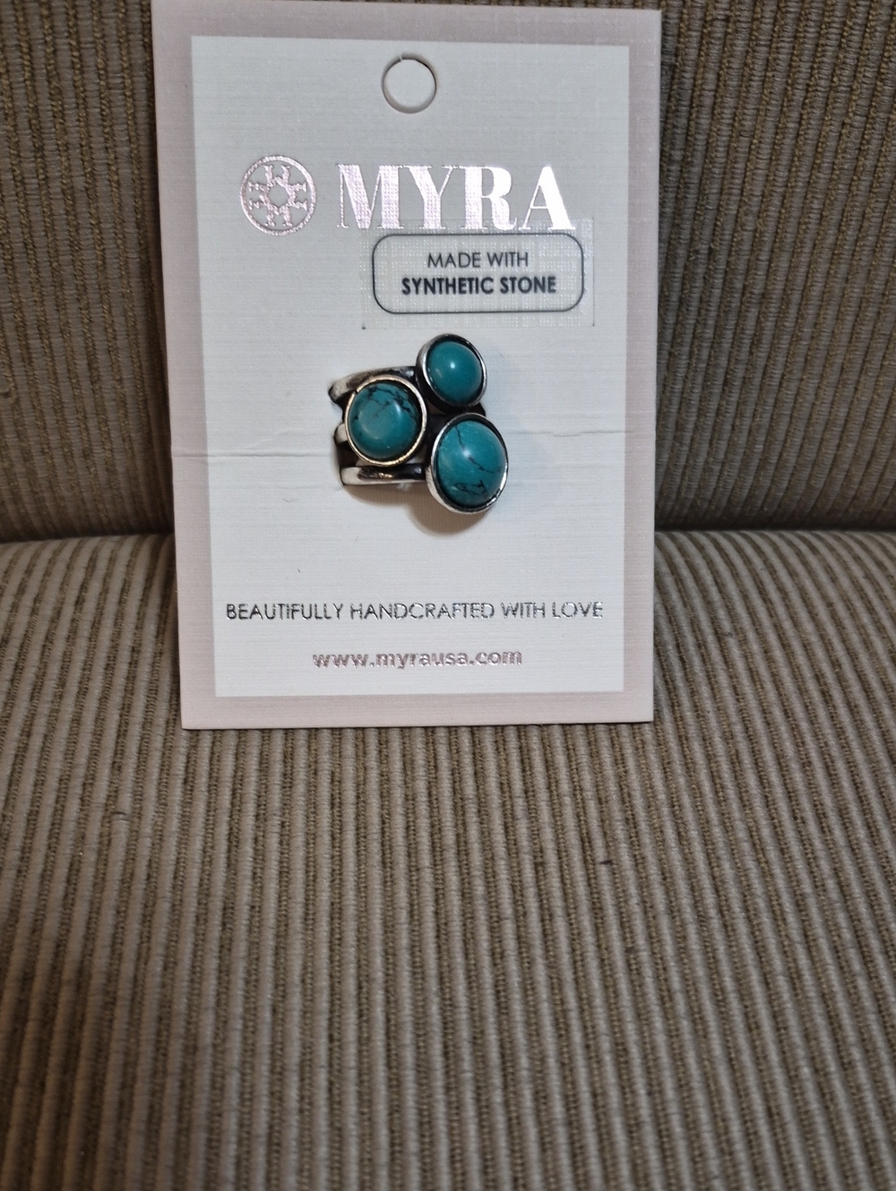 Myra Bag Turquoise Blue Triple Stone Ring